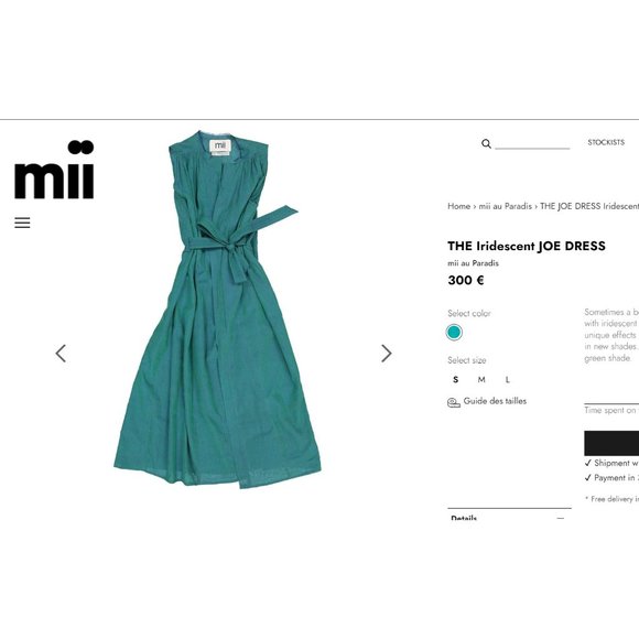 Mii The Iridescent Joe Wrap Dress Silk Cotton Iridescent Green Blue Belted Midi - Picture 15 of 15